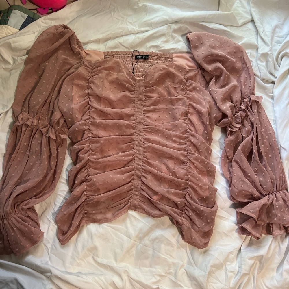 Elegant Pink Ruched Women's Top